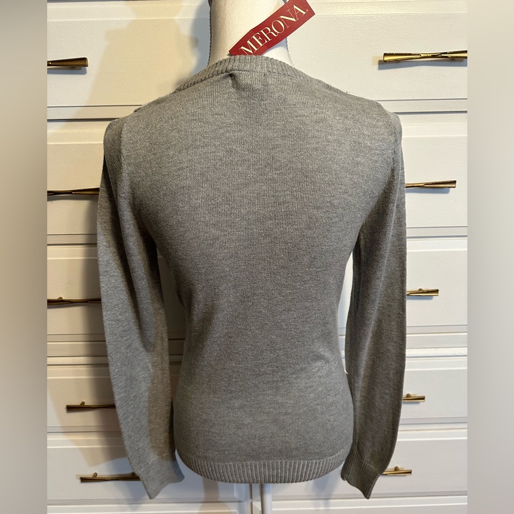 NWT Merona Women’s Gray Argyle Long Sleeve Sweater - Size S - Picture 3 of 10